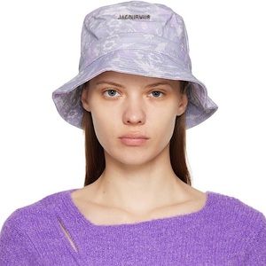 Jacquemus Le Bob Gadjo Bucket Hat - Lilac Faded Floral Print